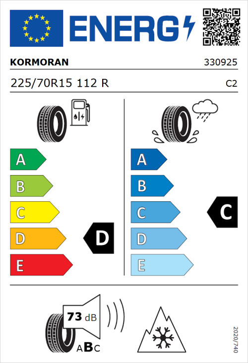 Tyre Label for Kormoran Vanpro Winter 225/70R15 112R