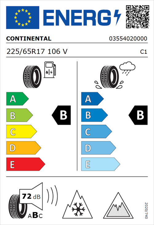 Tyre Label for Continental AllSeasonContact 2 225/65R17 106V