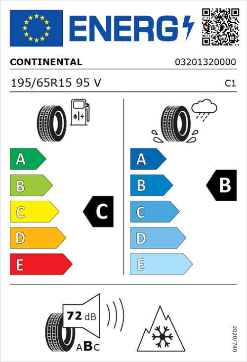 Tyre Label for Continental AllSeasonContact 2 195/65R15 95V